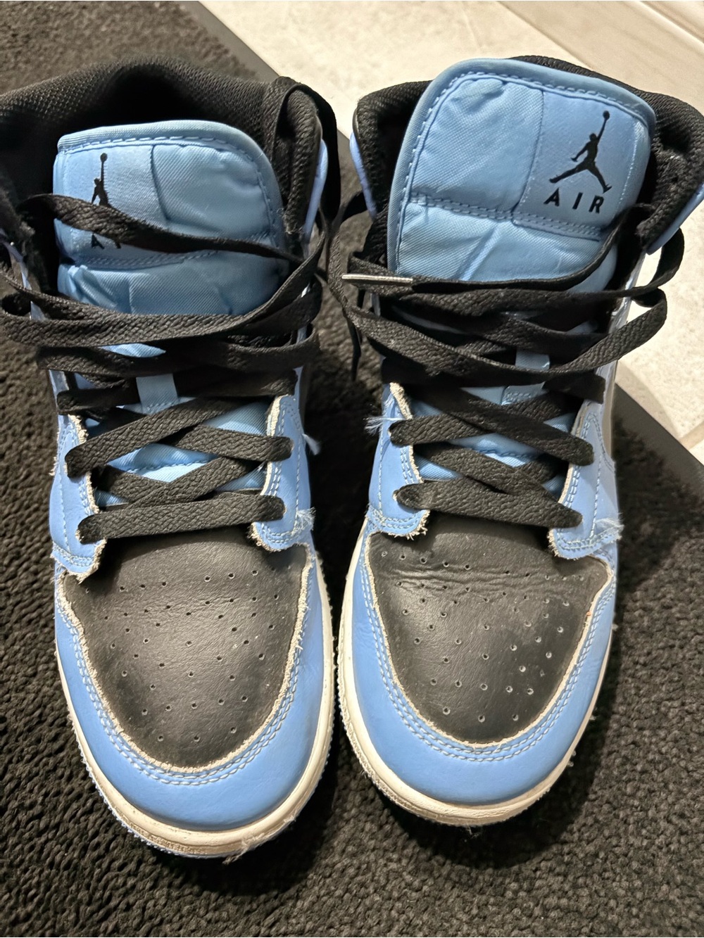 Jordan Kids' Light Blue and Black High-Top Sneakers
